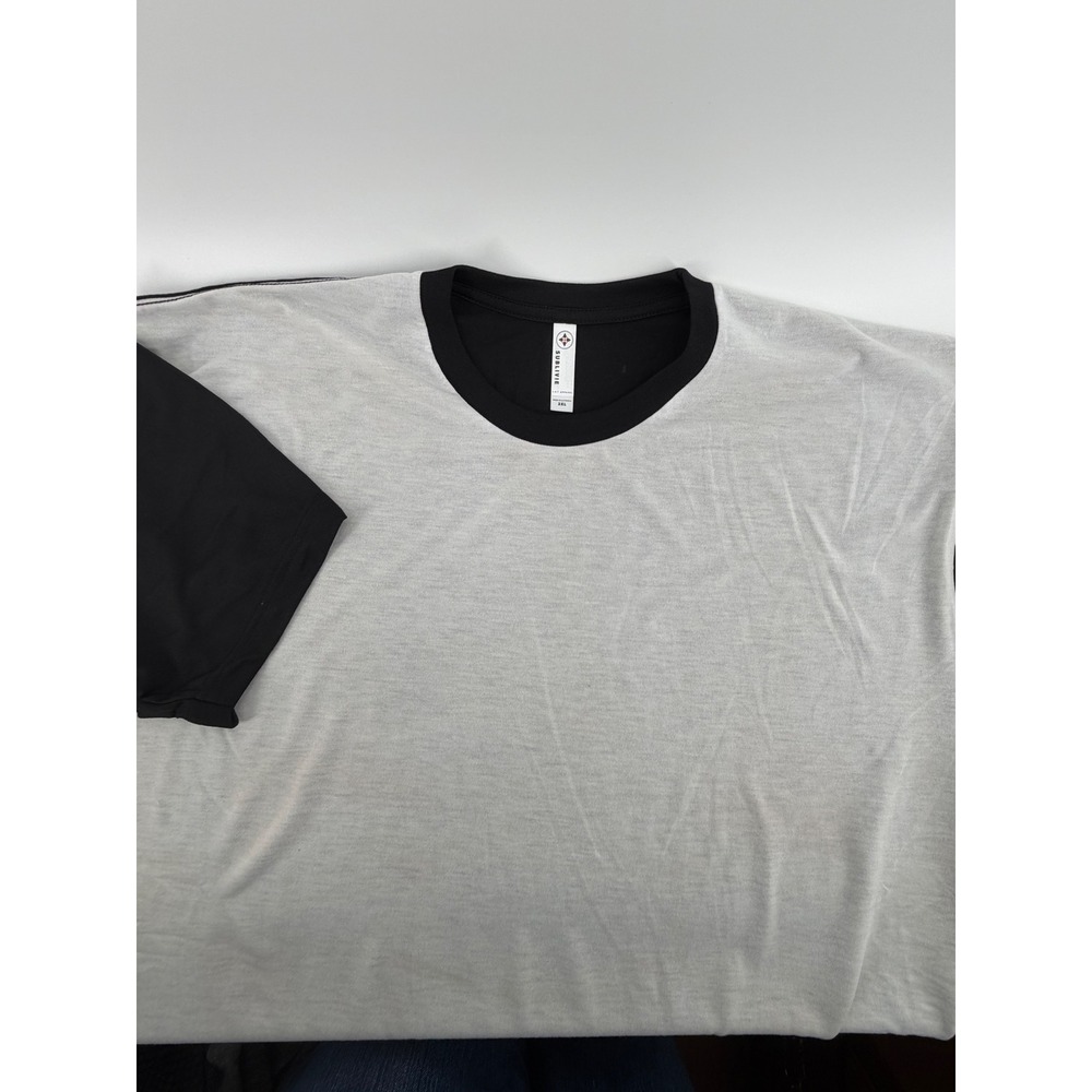 Sublivie Polyester Blend Color Block T Shirt Mens 2XL Black white NWOT‎